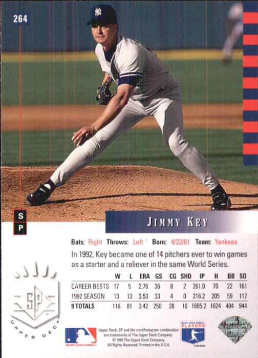 1993 SP #264 Jimmy Key back image