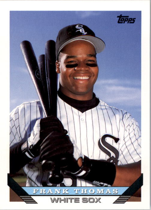 1993 Topps #150 Frank Thomas UER/Categories leading/league are italicized/but not printed in red