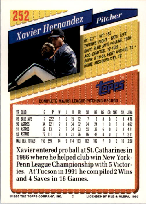 A6983- 1993 Topps Baseball Cards 201-300 +RARE VER -You Pick- 15+ FREE US SHIP - Picture 99 of 191