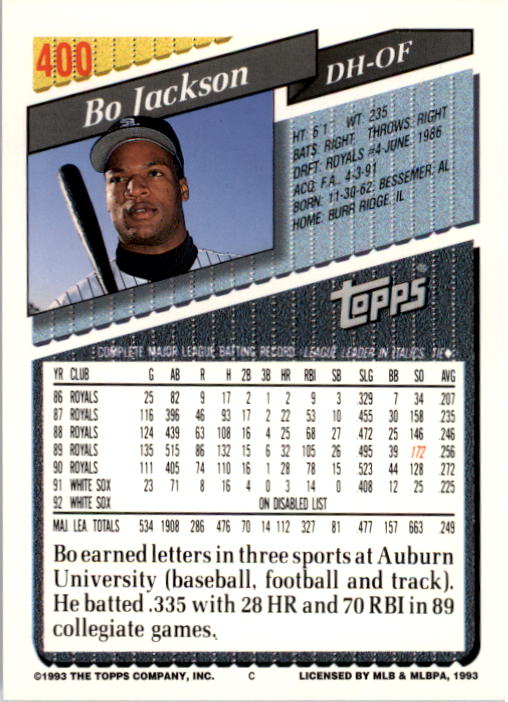 A6983- 1993 Topps Baseball Cards 301-400 +RARE VER -You Pick- 15+ FREE US SHIP - Picture 195 of 195