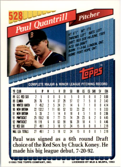 A6983- 1993 Topps Baseball Cards 401-650 +Rookies -You Pick- 15+ FREE US SHIP - Picture 245 of 485