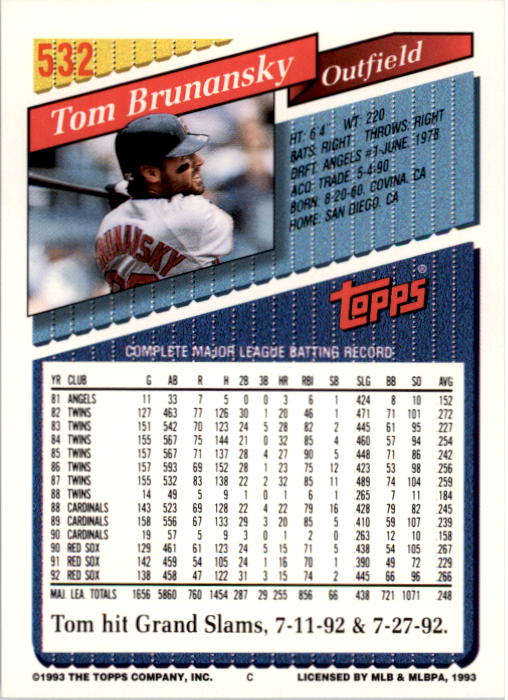 A6983- 1993 Topps Baseball Cards 401-650 +Rookies -You Pick- 15+ FREE US SHIP - Picture 251 of 485