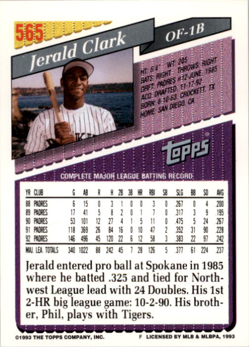 A6983- 1993 Topps Baseball Cards 401-650 +Rookies -You Pick- 15+ FREE US SHIP - Picture 315 of 485