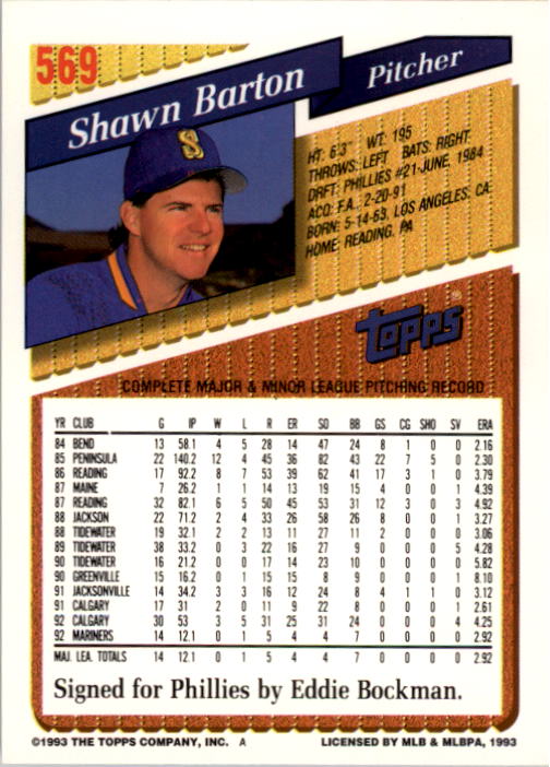 A6983- 1993 Topps Baseball Cards 401-650 +Rookies -You Pick- 15+ FREE US SHIP - Picture 323 of 485