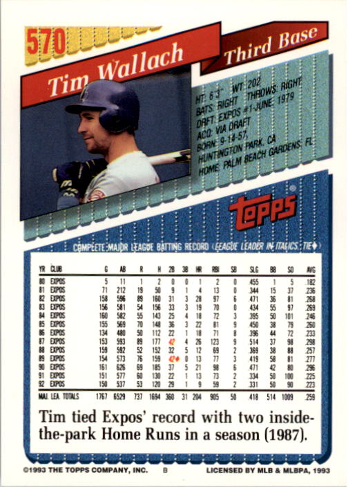 A6983- 1993 Topps Baseball Cards 401-650 +Rookies -You Pick- 15+ FREE US SHIP - Picture 325 of 485