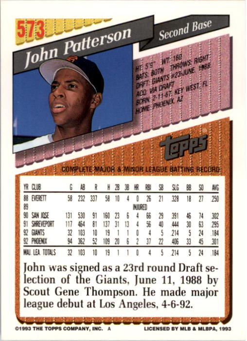 A6983- 1993 Topps Baseball Cards 401-650 +Rookies -You Pick- 15+ FREE US SHIP - Picture 331 of 485
