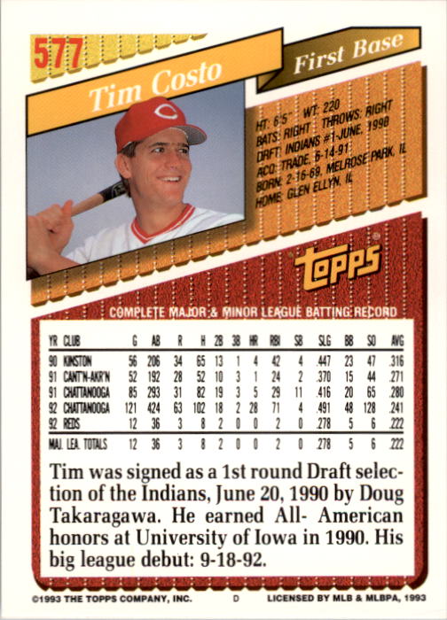 A6983- 1993 Topps Baseball Cards 401-650 +Rookies -You Pick- 15+ FREE US SHIP - Picture 339 of 485