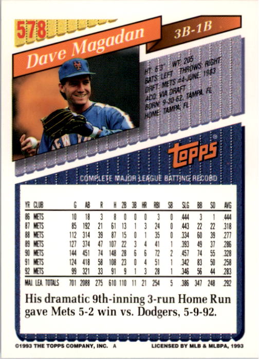 A6983- 1993 Topps Baseball Cards 401-650 +Rookies -You Pick- 15+ FREE US SHIP - Picture 341 of 485