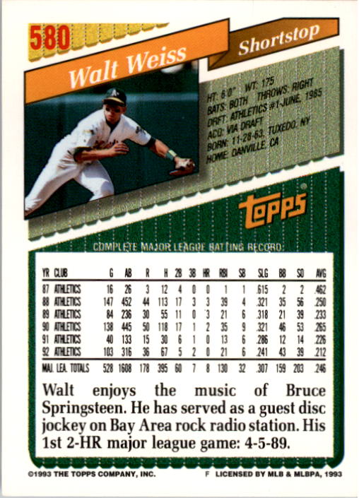 A6983- 1993 Topps Baseball Cards 401-650 +Rookies -You Pick- 15+ FREE US SHIP - Picture 345 of 485