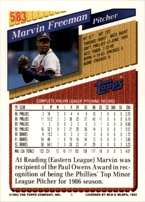 A6983- 1993 Topps Baseball Cards 401-650 +Rookies -You Pick- 15+ FREE US SHIP - Picture 351 of 485