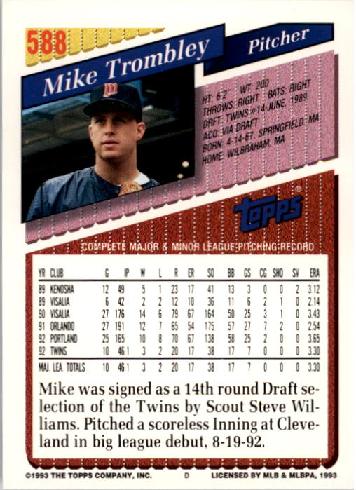 A6983- 1993 Topps Baseball Cards 401-650 +Rookies -You Pick- 15+ FREE US SHIP - Picture 361 of 485