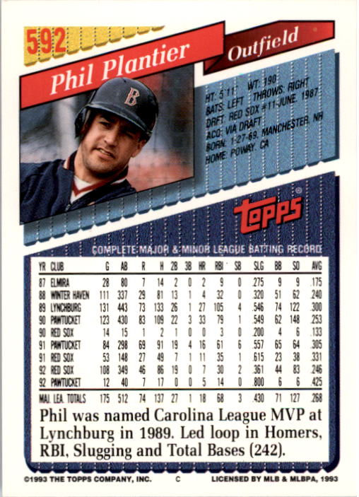 A6983- 1993 Topps Baseball Cards 401-650 +Rookies -You Pick- 15+ FREE US SHIP - Picture 369 of 485