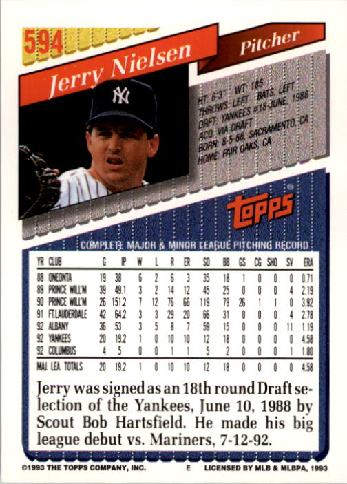 A6983- 1993 Topps Baseball Cards 401-650 +Rookies -You Pick- 15+ FREE US SHIP - Picture 373 of 485