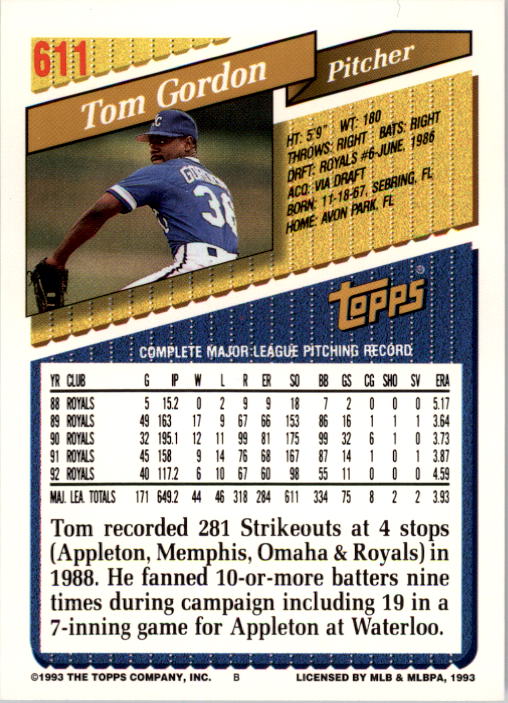 A6983- 1993 Topps Baseball Cards 401-650 +Rookies -You Pick- 15+ FREE US SHIP - Picture 407 of 485