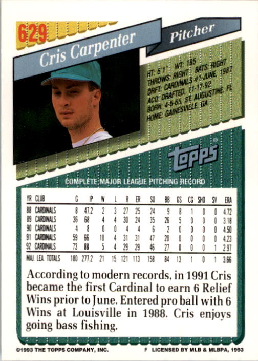 A6983- 1993 Topps Baseball Cards 401-650 +Rookies -You Pick- 15+ FREE US SHIP - Picture 443 of 485