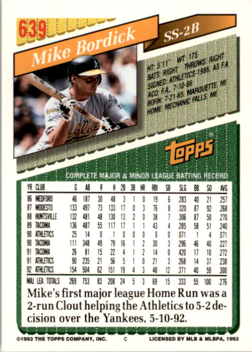 A6983- 1993 Topps Baseball Cards 401-650 +Rookies -You Pick- 15+ FREE US SHIP - Picture 463 of 485
