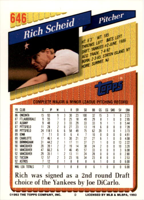 A6983- 1993 Topps Baseball Cards 401-650 +Rookies -You Pick- 15+ FREE US SHIP - Picture 477 of 485