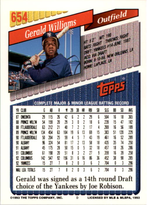 A6983- 1993 Topps Baseball Cards 651-825 +Rookies -You Pick- 15+ FREE US SHIP - Picture 9 of 339