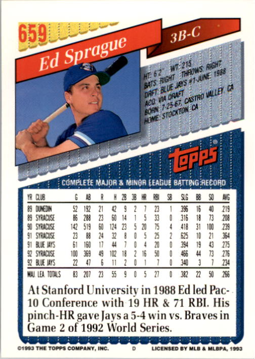 A6983- 1993 Topps Baseball Cards 651-825 +Rookies -You Pick- 15+ FREE US SHIP - Picture 17 of 339