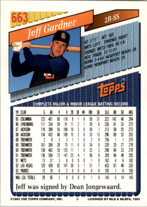 A6983- 1993 Topps Baseball Cards 651-825 +Rookies -You Pick- 15+ FREE US SHIP - Picture 25 of 339