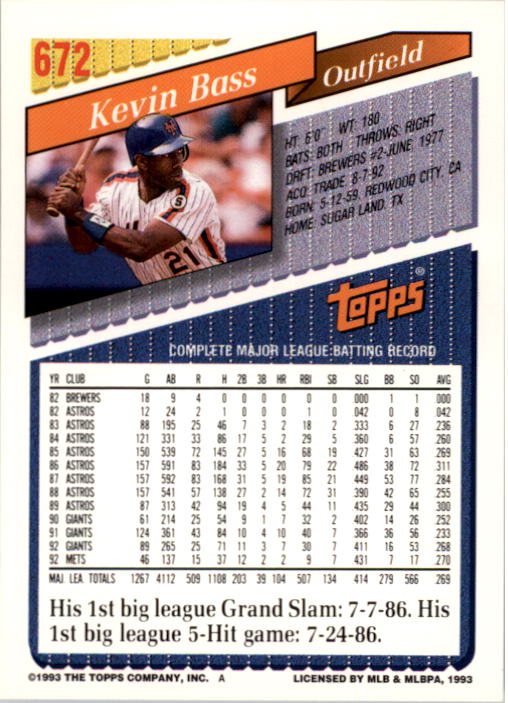 A6983- 1993 Topps Baseball Cards 651-825 +Rookies -You Pick- 15+ FREE US SHIP - Picture 43 of 339