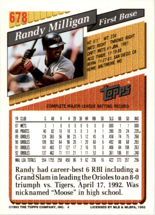 A6983- 1993 Topps Baseball Cards 651-825 +Rookies -You Pick- 15+ FREE US SHIP - Picture 55 of 339