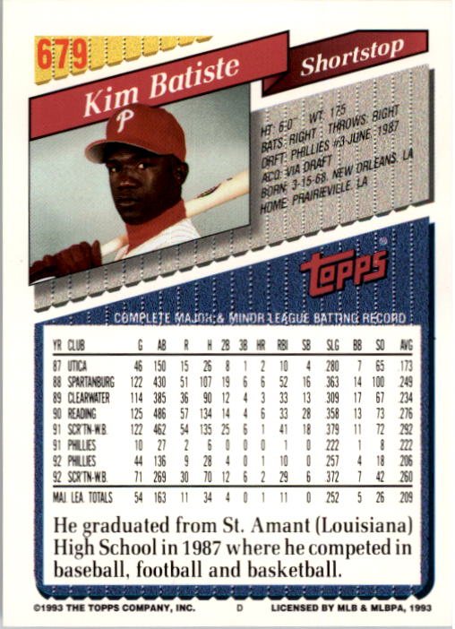 A6983- 1993 Topps Baseball Cards 651-825 +Rookies -You Pick- 15+ FREE US SHIP - Picture 57 of 339