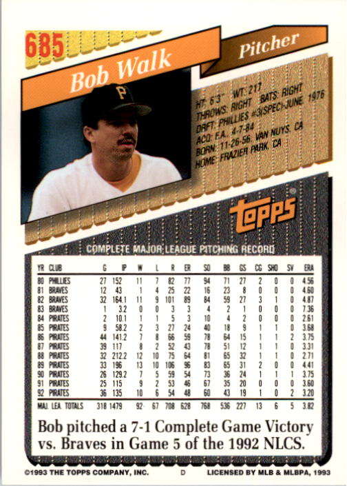 A6983- 1993 Topps Baseball Cards 651-825 +Rookies -You Pick- 15+ FREE US SHIP - Picture 69 of 339