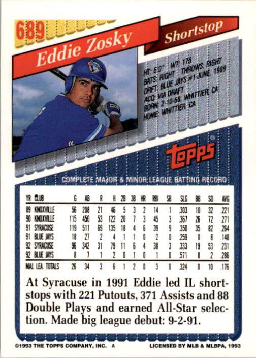 A6983- 1993 Topps Baseball Cards 651-825 +Rookies -You Pick- 15+ FREE US SHIP - Picture 77 of 339