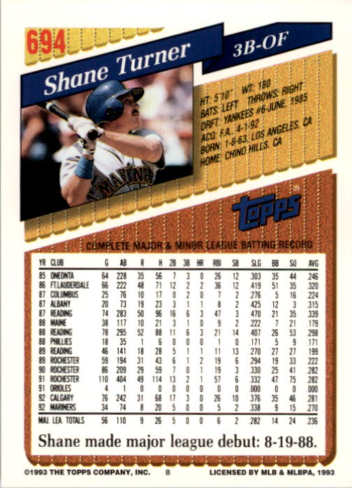 A6983- 1993 Topps Baseball Cards 651-825 +Rookies -You Pick- 15+ FREE US SHIP - Picture 87 of 339