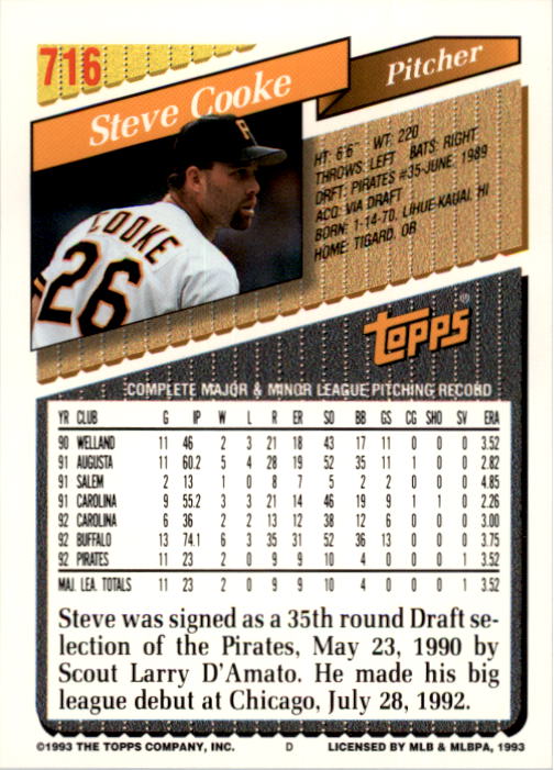 A6983- 1993 Topps Baseball Cards 651-825 +Rookies -You Pick- 15+ FREE US SHIP - Picture 125 of 339