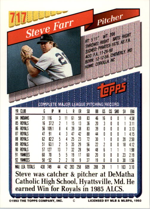 A6983- 1993 Topps Baseball Cards 651-825 +Rookies -You Pick- 15+ FREE US SHIP - Picture 127 of 339