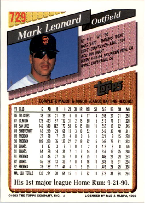 A6983- 1993 Topps Baseball Cards 651-825 +Rookies -You Pick- 15+ FREE US SHIP - Picture 149 of 339