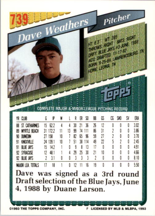 A6983- 1993 Topps Baseball Cards 651-825 +Rookies -You Pick- 15+ FREE US SHIP - Picture 169 of 339