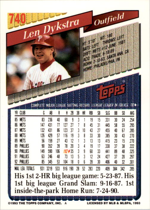 A6983- 1993 Topps Baseball Cards 651-825 +Rookies -You Pick- 15+ FREE US SHIP - Picture 171 of 339