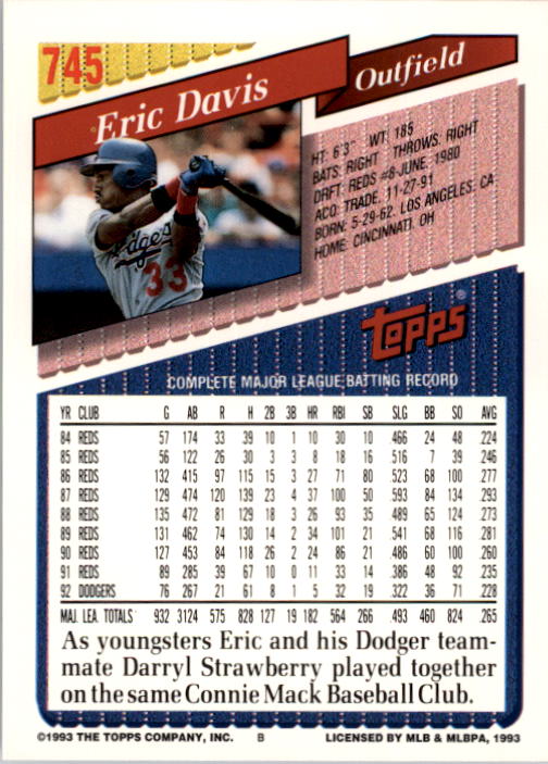 A6983- 1993 Topps Baseball Cards 651-825 +Rookies -You Pick- 15+ FREE US SHIP - Picture 181 of 339