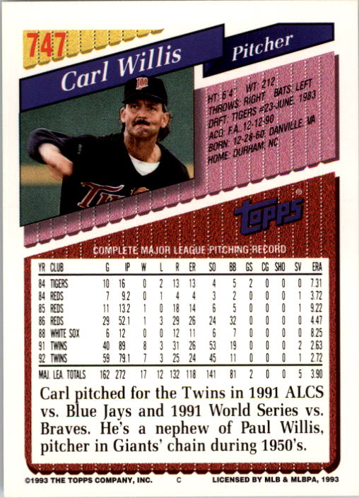 A6983- 1993 Topps Baseball Cards 651-825 +Rookies -You Pick- 15+ FREE US SHIP - Picture 185 of 339