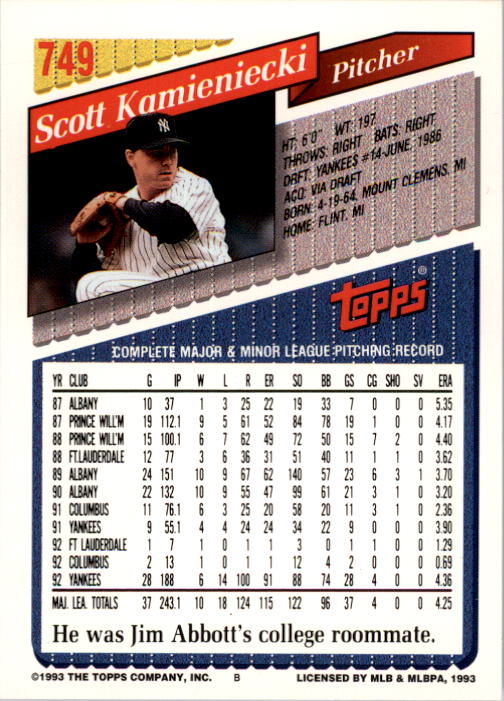 A6983- 1993 Topps Baseball Cards 651-825 +Rookies -You Pick- 15+ FREE US SHIP - Picture 189 of 339