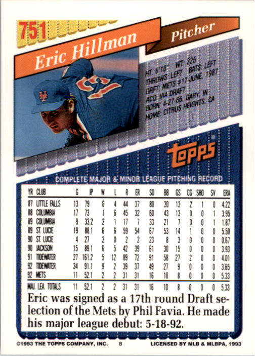 A6983- 1993 Topps Baseball Cards 651-825 +Rookies -You Pick- 15+ FREE US SHIP - Picture 193 of 339