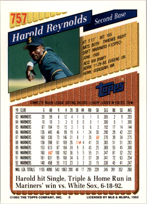 A6983- 1993 Topps Baseball Cards 651-825 +Rookies -You Pick- 15+ FREE US SHIP - Picture 205 of 339