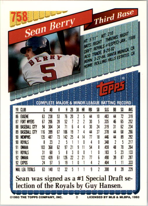 A6983- 1993 Topps Baseball Cards 651-825 +Rookies -You Pick- 15+ FREE US SHIP - Picture 207 of 339