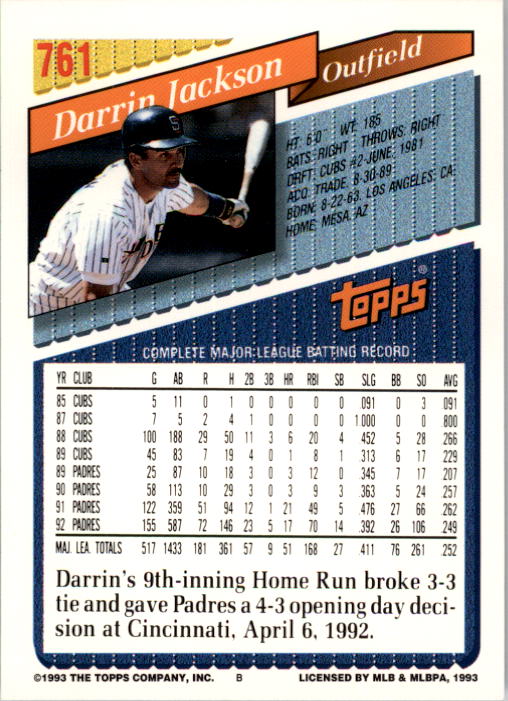 A6983- 1993 Topps Baseball Cards 651-825 +Rookies -You Pick- 15+ FREE US SHIP - Picture 213 of 339