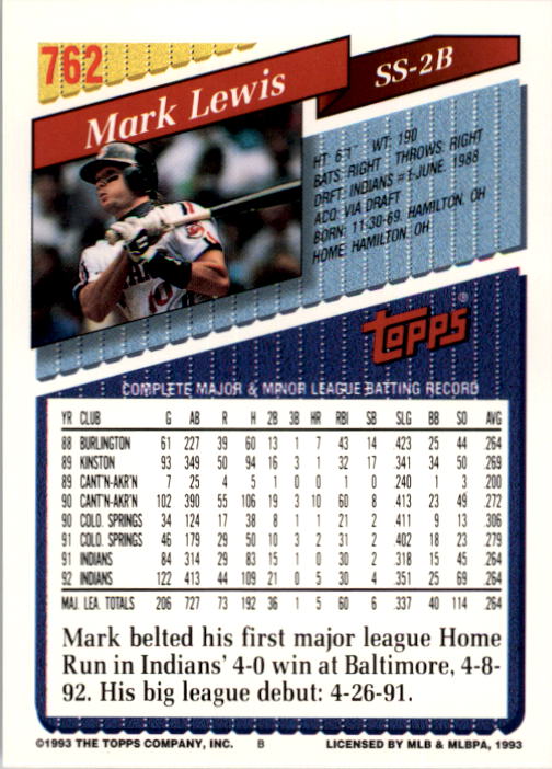 A6983- 1993 Topps Baseball Cards 651-825 +Rookies -You Pick- 15+ FREE US SHIP - Picture 215 of 339