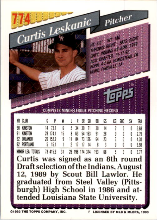 A6983- 1993 Topps Baseball Cards 651-825 +Rookies -You Pick- 15+ FREE US SHIP - Picture 239 of 339