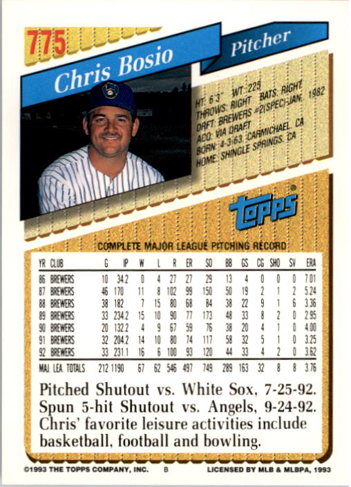 A6983- 1993 Topps Baseball Cards 651-825 +Rookies -You Pick- 15+ FREE US SHIP - Picture 241 of 339