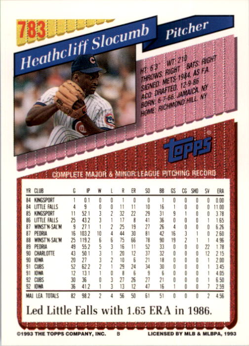 A6983- 1993 Topps Baseball Cards 651-825 +Rookies -You Pick- 15+ FREE US SHIP - Picture 257 of 339