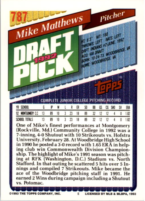 A6983- 1993 Topps Baseball Cards 651-825 +Rookies -You Pick- 15+ FREE US SHIP - Picture 263 of 339