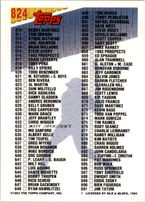 A6983- 1993 Topps Baseball Cards 651-825 +Rookies -You Pick- 15+ FREE US SHIP - Picture 337 of 339