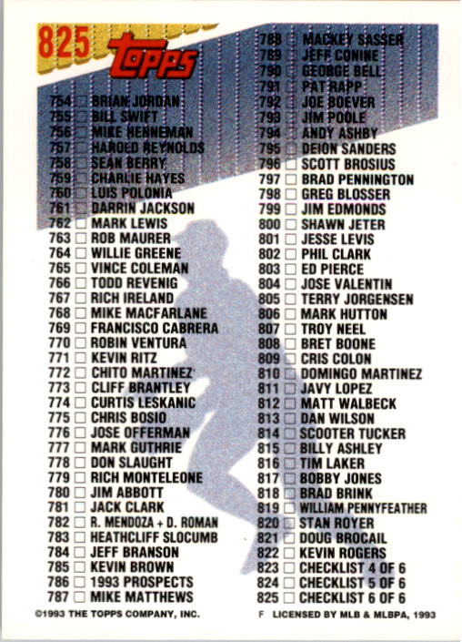 A6983- 1993 Topps Baseball Cards 651-825 +Rookies -You Pick- 15+ FREE US SHIP - Picture 339 of 339