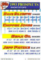 1993 Topps Gold #529 Dave Silvestri/Chipper Jones/Benji Gil/Jeff Patzke back image